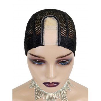 

Grid Hollow Out Lace Breathable Elastic Wig Cap, Black