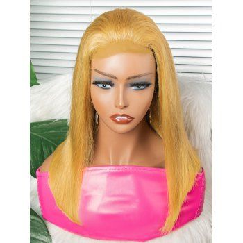 

Free Part 180% Human Hair Straight Bob 4*4 Lace Front Wig, Caramel