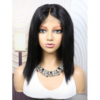 

Straight Bob 130% Human Hair 4*4 Lace Front Wig, Black