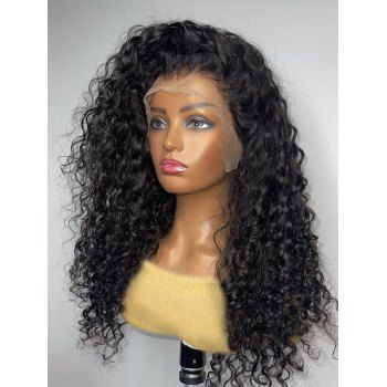 

13*4 Lace Front Deep Curly 180% Human Hair Wig, Black