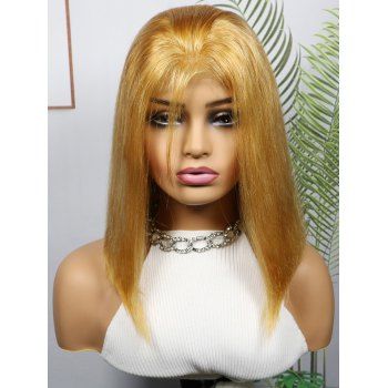 

Straight Bob 150% Human Hair 4*4 Lace Front Wig, Caramel