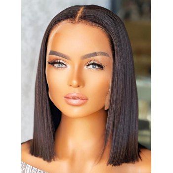 

180% Human Hair Straight 13*4 Lace Front Wig, Black