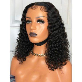 

13*4 Lace Front Curly Bob 130% Human Hair Wig, Black