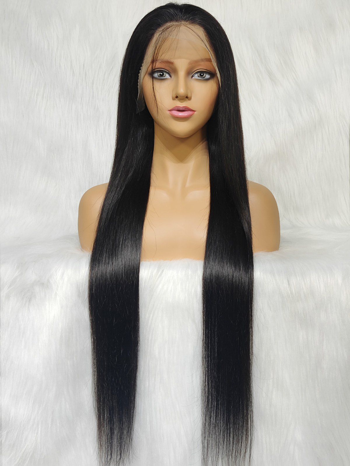 13*4 Lace Front 130% Human Hair Straigth Wig - BLACK 16INCH