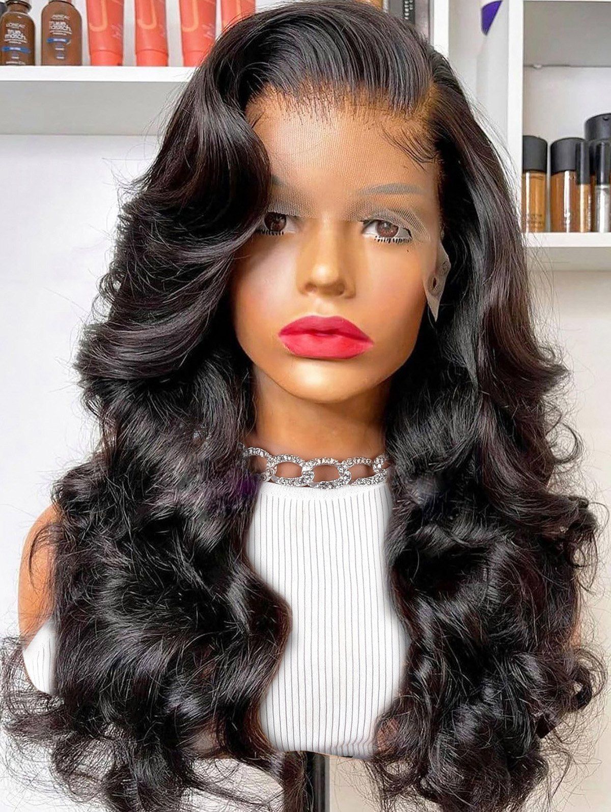 13*4 Lace Front 150% Body Wave Human Hair Wig - BLACK 16INCH