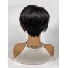 150% Human Hair Short Straight Pixie Lace Front Wig - BLACK 8INCH
