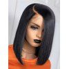 4*4 Lace Front 150% Human Hair Straight Bob Wig - BLACK 16INCH