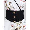 Mini Robe Décontractée à Imprimé Fleur Superposée à Taille Haute à Col Halter en Ligne A - Blanc XXL
