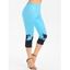 Legging Corsaire Moulant à Imprimé Chat Noir en Blocs de Couleurs à Taille Haute - Vert clair XXL