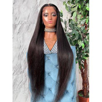 

13*4 Lace Front 180% Human Hair Straight Wig, Black