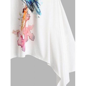 Asymmetrical Cami Sundress Parrot  Print Straps Cut Out Handkerchief Summer Mini Dress