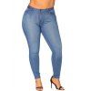 Plus Size Heather Curved Hem Draped Faux Twinset T Shirt And Solid Color Jeans Casual Outfit - multicolor L