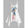 Asymmetrical Butterfly Cami Sundress American Flag Print Straps Handkerchief Dress - WHITE S