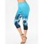 Legging Corsaire D'Eté Moulant à Imprimé Fleur à Taille Haute - Vert clair L