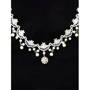Fashion Women Bridesmaid Necklace Hollow Out Flower Lace Floral Pendant Elegance Necklace Jewelry Online White