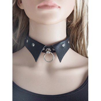 Gothic Choker Necklace O Ring Adjustable Buckle PU Punk Choker Necklace