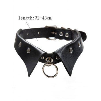 Gothic Choker Necklace O Ring Adjustable Buckle PU Punk Choker Necklace