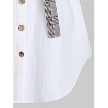 Shirt Dress Plaid Print Insert Belted Turn Down Collar A Line Midi Button-up Casual Dress
