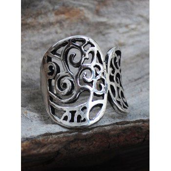 

Vintage Ring Printed Hollow Out Solid Color Alloy Retro Ring, Silver