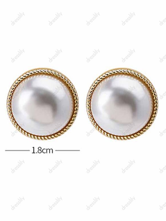 Ensemble de Boucles D'Oreilles et de Collier Rond Superposé en Fausse Perle Deux Pièces - Blanc 