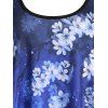 Flower Print Ombre Asymmetric Tank Top And Denim 3D Print Capri Jegging Summer Outfit - DEEP BLUE S