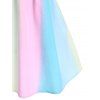 Cold Shoulder Ruffle Bowknot Rainbow Pastel Top And High Rise Lace Applique Capri Leggings Summer Outfit - LIGHT BLUE S