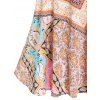 Allover Paisley Print Cold Shoulder Ruffled Top And High Rise Lace Applique Capri Leggings Summer Outfit - LIGHT PINK S