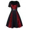 Mini Robe de Soirée Ligne A à Bretelle Bouclée à Paillettes - Rouge 2XL