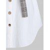 Robe Mi-Longue Décontractée Ceinturée à Carreaux Imprimé à Col Relevé - Blanc XXL