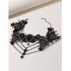 Gothic Necklace Rhinestone Waterdrop Chain Tassel Sheer Adjustable Punk Lace Choker Necklace - BLACK 