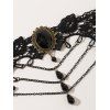 Gothic Necklace Rhinestone Waterdrop Chain Tassel Sheer Adjustable Punk Lace Choker Necklace - BLACK 