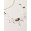 Gothic Necklace Faux Pearl Rose Flower Adjustable Lace Choker Necklace - WHITE 