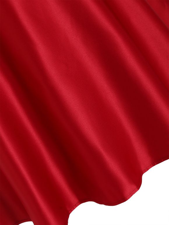 Mini Robe de Soirée Ligne A à Epaule Dénudée avec Nœud Papillon à Paillettes - Rouge L