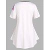 T-shirt Décontracté Festonné Fleuri Papillon en Dentelle Insérée de Grande Taille - Blanc 3X