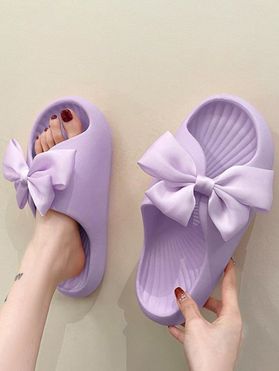 Pure Bright Color Bowknot Outdoor Home Bathroom Anti-slip Slippers