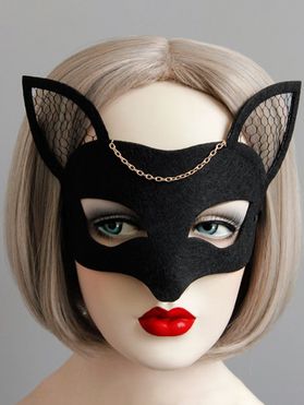 Cosplay Masquerade Fox Shaped Chain Mesh Face Mask