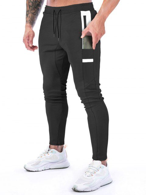 Pantalon de Jogging de Sport Décontracté Long Jointif avec Poches à Cordon
