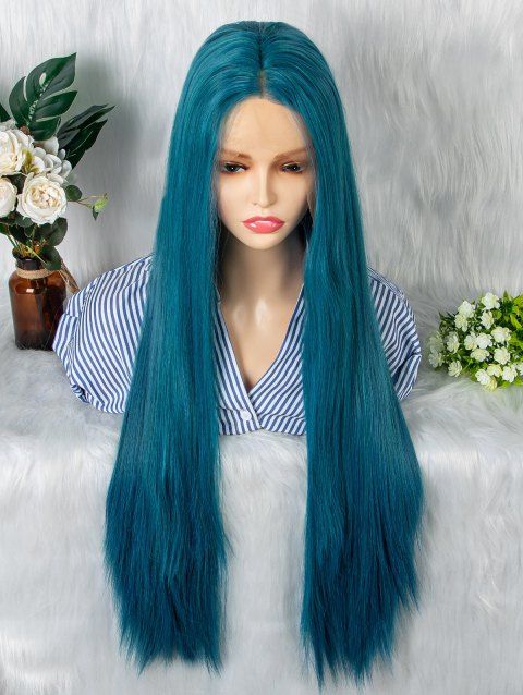 13*4 Lace Front 30 Inch Ultra Long Straight Middle Part Heat Resistance Synthetic Cosplay Wig