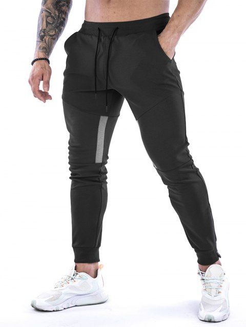 Pantalon de Jogging Décontracté Zippé Jointif avec Poche Latérale à Pieds Etroits