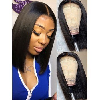 

Medium Middle Part Straight Bob Heat Resistant Synthetic Wig, Black