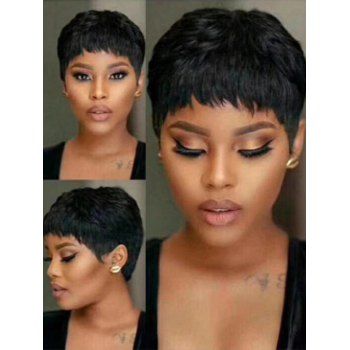 

Short Side Bang Natural Straight Pixie Cut Heat Resistant Synthetic Wig, Black