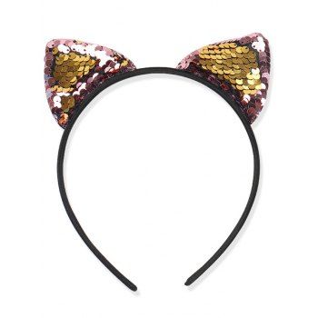 Fashion Women's Hair Accessories Cat Ear Hairband Colored Sequined Cute Cosplay Masquerade Hairband Golden