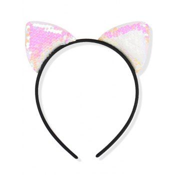 Fashion Women's Hair Accessories Cat Ear Hairband Colored Sequined Cute Cosplay Masquerade Hairband Light pink