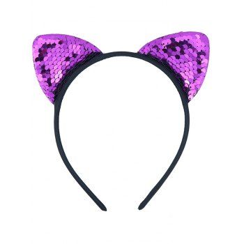 Fashion Women's Hair Accessories Cat Ear Hairband Colored Sequined Cute Cosplay Masquerade Hairband Purple