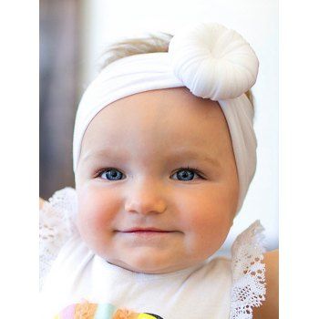 

Cute Children Headband Solid Color Donut Nylon Trendy Wide Headband, White