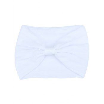 

Solid Color Children Headband Bowknot Wide Nylon Trendy Headband, White