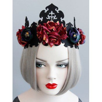 

Halloween Tiara Queen Witch Bridal Flower Crown Gothic Headband, Deep red