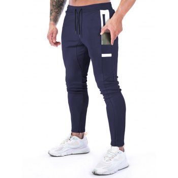 

Sports Jogger Pants Patchwork Pockets Drawstring Long Casual Sweatpants, Deep blue