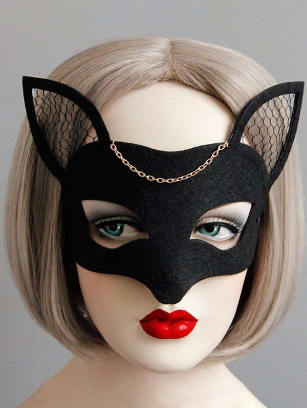 Masque en Forme de Renard D'Halloween Style Cosplay - Noir 