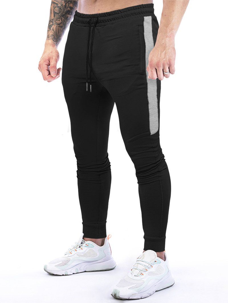 Pantalon de Jogging Décontracté à Cordon  Poches Jointif Pieds de Poutre - Noir XL